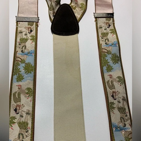 Trafalgar limited edition Hawaiian dancers print suspenders silk leather… - Picture 10 of 12